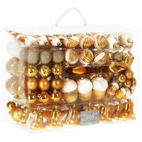 BOMBKI NA CHOINKĘ 155 szt. ZESTAW XXL ZŁOTE NIETŁUKĄCE CHOINKOWE MIX WZORÓW
