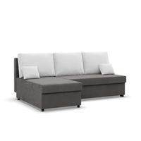 Narożnik z funkcją spania, Flow, 201x138x92 cm, biały, szary | TYLETEGOTU