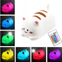 Silikonowa, multikolorowa lampka nocna dla dzieci POKKY Happy Kitty