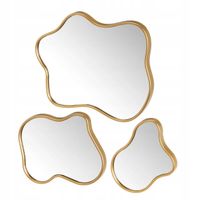 Komplet złotych luster ściennych 3 szt. lustra asymetryczne ramki glamour
