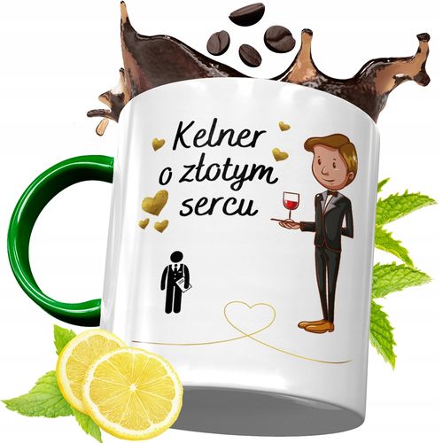 Kubek Zielony Dla Kelnera Kelnerki Na Prezent Z Nadrukiem Ze Zdjęciem na Arena.pl