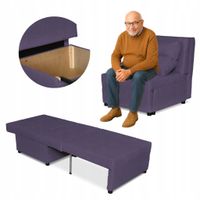 Fotel rozkładany funkcja spania KIMO pojemnik pościel Family Meble granat