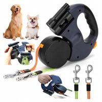 Smycz Automatyczna Podwójna Dla Dwóch Psów Z Latarką Obrotowa 3M Do 15Kg