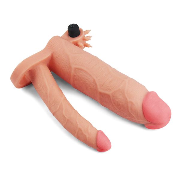 Add 3"" Pleasure X Tender Vibrating Double Penis Sleeve zdjęcie 4