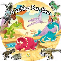 OPŁATEK NA TORT 30CM - DINOZAURY DINO + IMIĘ + GRATIS! 24CM 26CM