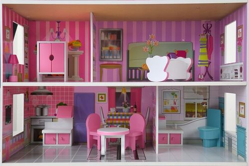 DUŻY DOMEK DLA LALEK DREWNIANY WILLA TARAS + MEBELKI + OŚWIETLENIE LED na Arena.pl