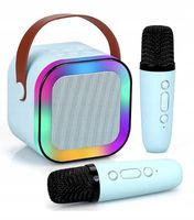 BEZPRZEWODOWY PRZENOŚNY ZESTAW DO KARAOKE ZESTAW RGB 2 MIKROFONY USB