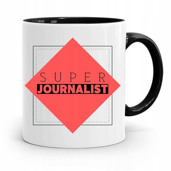 Kubek Czarny Prezent Dla Dziennikarza Reportera Z Nadrukiem Ze Zdjęciem zdjęcie 1