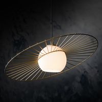 Modernistyczna LAMPA wisząca SOL 32037 Sigma metalowa OPRAWA druciana ZWIS szklana kula ball czarna biała złota