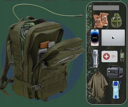 DUŻY PLECAK WOJSKOWY POJEMNY TURYSTYCZNY TAKTYCZNY MILITARNY 45L + FLAGA na Arena.pl