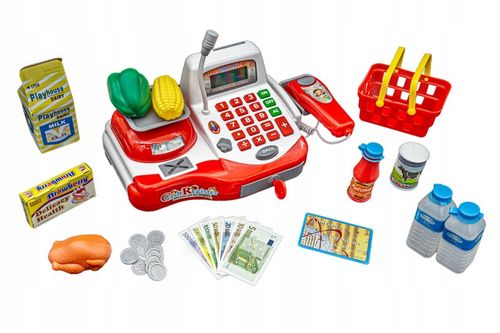 SUPERMARKET SKLEP Kasa Fiskalna Produkty Skaner Koszyk Mikrofon Waga Monety na Arena.pl