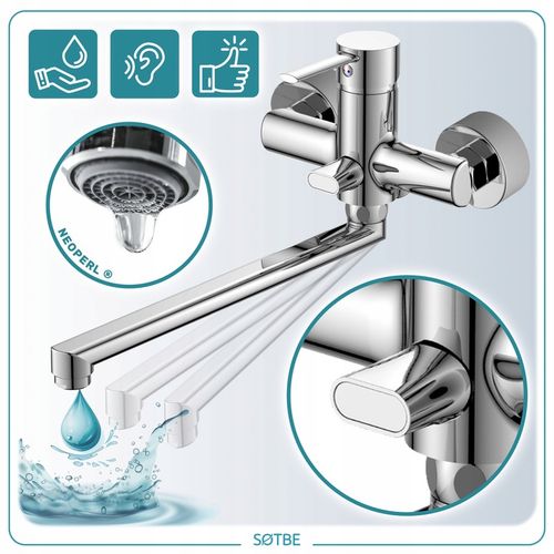 Bateria z długą wylewką do wanny Kran z ceramicznym przełącznikiem SOLIDNA na Arena.pl