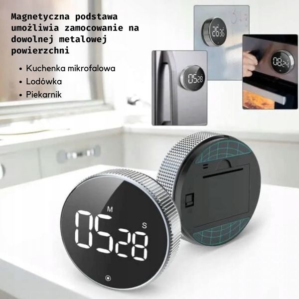 Minutnik Elektroniczny Kuchenny Stoper Timer H217 Cyfrowy Led Magnes Alarm zdjęcie 5
