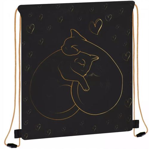 WOREK SZKOLNY PLECAK NA BUTY OBUWIE WF DZIEWCZYNKI CZARNY ZŁOTY KOTKI SERCE na Arena.pl