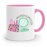 Kubek Różowy Dla Kosmetyczki Najlepsza Kosmetyczka Z Nadrukiem Ze Zdjęciem