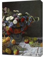 Obraz 50x70cm Still Life with Flowers and Fruit, Monet Vintage