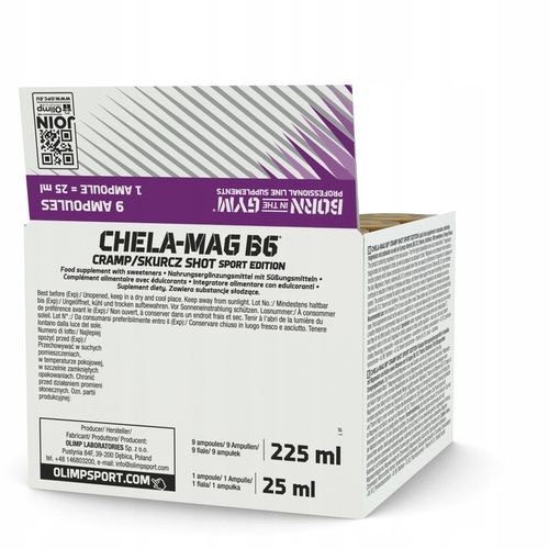 OLIMP CHELA-MAG B6 SKURCZ SHOT 9x25ml MAGNEZ POTAS WITAMINA B6 na Arena.pl