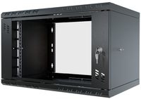 Szafa Serwerowa Wisząca RACK 19" 6U 350mm Szklane Drzwi Czarna Stalflex