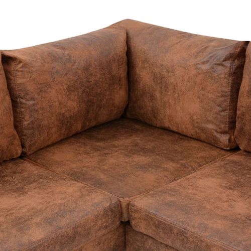 VidaXL Sofa narożna, tkanina, brąz na Arena.pl