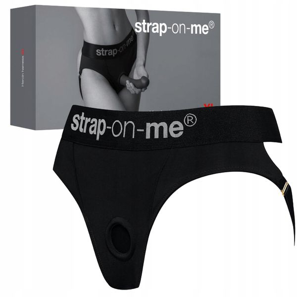 Czarne Sexowne Majtki Push Up Strap-On Uprząż S zdjęcie 1