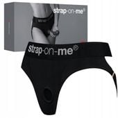 Czarne Sexowne Majtki Push Up Strap-On Uprząż S