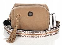 MONNARI Efektowna zgrabna listonoszka ZAMSZ LOGO