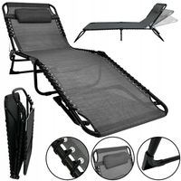 LEŻAK SKŁADANY OGRODOWY ŁÓŻKO POLOWE Z PODUSZKĄ TURYSTYCZNE RELAX C. SZARY