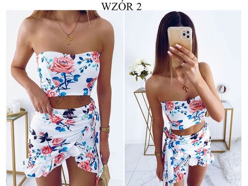 KOMPLET LETNI KOBIECY TOP SPÓDNICZKA MINI WZORY na Arena.pl