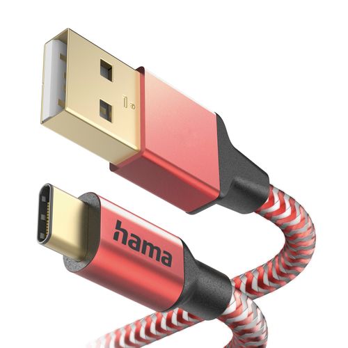 Kabel USB HAMA Ładujący/Data Reflected USB-C USB-A 1.5m Czerwony 201559 na Arena.pl