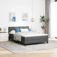 Łóżko Box Spring z Materacem i LED Ciemnoszare 140x200 cm Tkanina