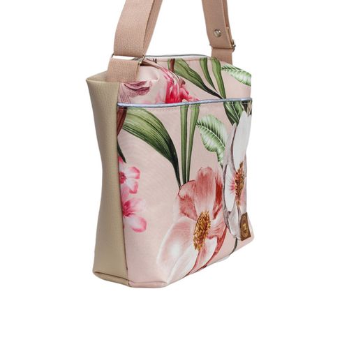 Torebka Na Ramię z Motywem Kwiatów i Beżową Ekoskórą – Handmade na Arena.pl