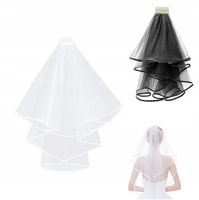 2 sztuki welonów ślubnych, prosty z grzebieniem czarnybiały welon, długość