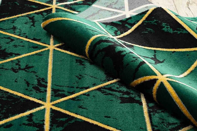 RUG/LU/ESTEMA/MARBLETRIANGLES/BOTTLEGREEN+GOLD/140x190 zdjęcie 8
