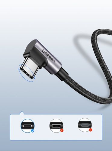 Kątowy kabel USB-C UGREEN 3A Quick Charge 3.0 1m na Arena.pl