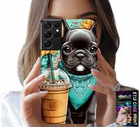 ETUI DO SAMSUNG GALAXY S21 Ultra - BULDOG COFFI LOVE, SŁONECZNIKI, PSI CASE