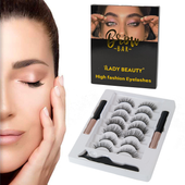 RZĘSY MAGNETYCZNE GĘSTE NA PASKU 7x DŁUGIE 7 PAR + PĘSETA + 2X EYELINER