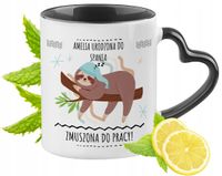 Dla Amelii Kubek Czarny Z Uszkiem W Kształcie Serca Na Prezent Z Nadrukiem