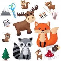 Las - filcowy zestaw do szycia DIY 12 el - Lis Sowa Niedźwiedź Wiewiórka