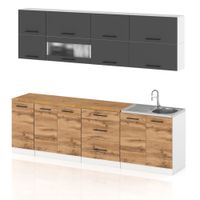 Meble Kuchenne Szare Z Drewnem Kuchnia Robo Lux 2.6m Modułowa Dąb Wotan