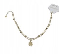 Podwójna bransoletka na nogę Kuleczki czterolistna koniczynka kolor złoty