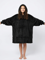 Kocobluza dla dziecka 2w1 ciepła bluza koc oversize z kapturem czarna
