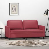 2-osobowa sofa, winna czerwień, 140 cm, sztuczna skóra