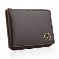 BETLEWSKI Skórzany portfel męski na suwak ochrona kart RFID