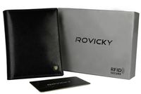 Skórzany, cienki portfel męski Rovicky Czarny