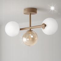Lampa sufitowa LEMO szklane klosze mleczne i bursztynowy gwint 3xG9 Kaja