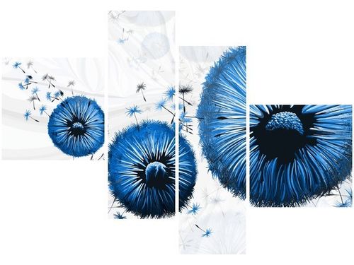 100 70CM OBRAZ 4 ELEM NIEBIESKIE DMUCHAWCE DRUK PŁÓTNO RAMA na Arena.pl