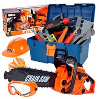 SKRZYNKA z narzędziami + PIŁA MOTOROWA dla dzieci ZESTAW Majsterkowicza XXL