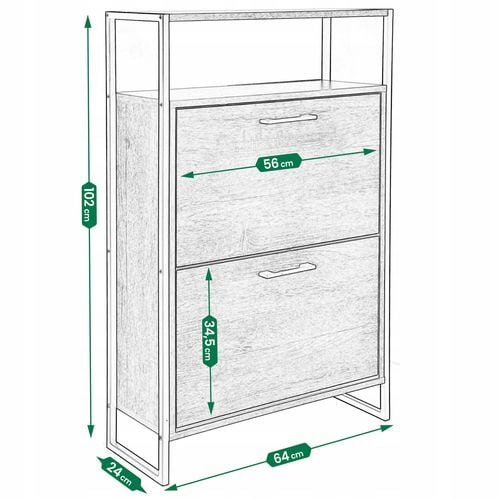 szafka na buty regał 2 komory obuwie komoda pojemna do przedpokoju loft na Arena.pl