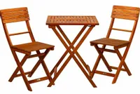 ZESTAW OGRODOWY DREWNIANY STÓŁ BISTRO + 2 KRZESŁA