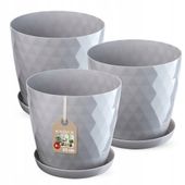 KADAX Zestaw 3x Doniczka Z Podstawką Szara 25cm